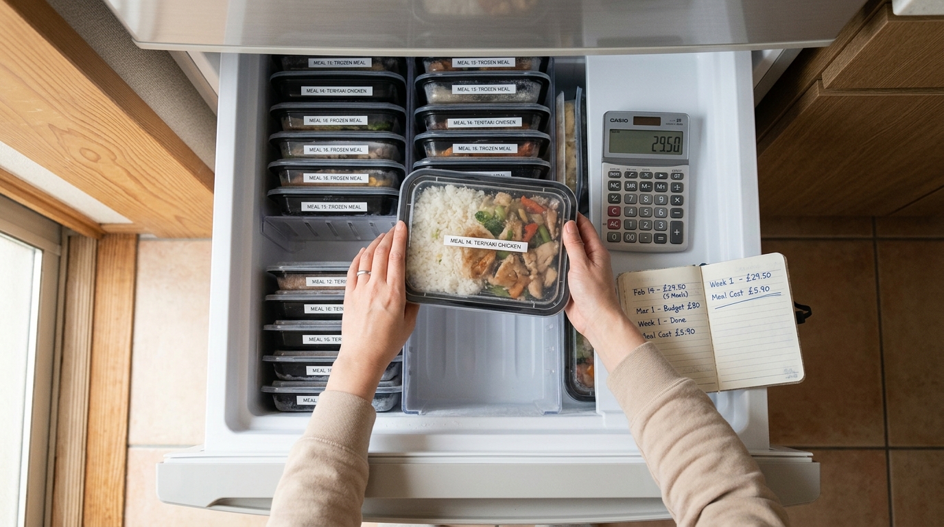 宅食の本体価格と送料を計算して賢く冷凍庫にストックしている様子